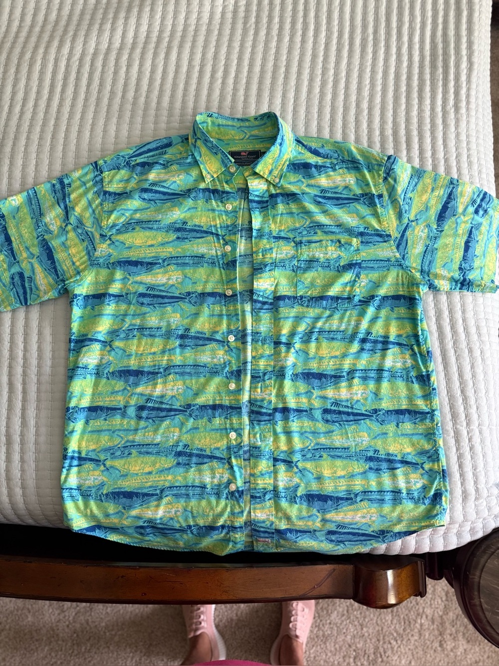 Vineyard Vines Murray Shirt Fish Print | Classic Fit Button Down | L - Picture 2 of 7